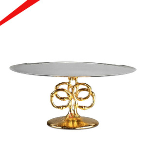 Simple Look Decorative Stainless Steel <b>Matte</b> Finish 2 Tier Cake Stand with Rattan Handle Home Decor <b>Table</b> Top Centerpiece Stand - Product Image 3