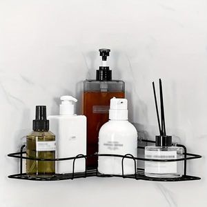Mensola angolare da parete per bagno, portaoggetti triangolare per doccia, senza foratura, per accessori bagno e cucina - Product Image 5