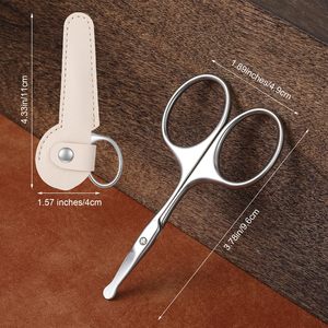 Tijeras para cejas de acero inoxidable, 3,75 pulgadas, punta redonda plateada, seguras para el vello de la nariz, para depilación facial con precisión - Product Image 3