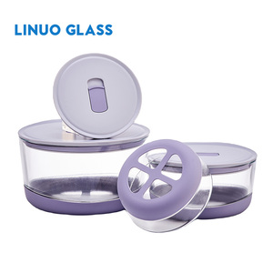 High Borosilicate Glass Food Storage <strong>Container</strong> Stackable Non-slip Colorful <strong>Silicone</strong> Sleeve Lunch Box <strong>With</strong> BPA Free <strong>Lid</strong> - Product Image 2