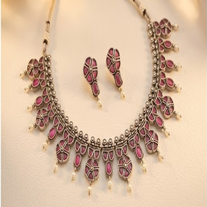 DIVYORO Vintage Style Copper Alloy Ornate <b>Necklace</b> and Earrings Set with Adjustable Length Classic Design for Women - Product Image 1