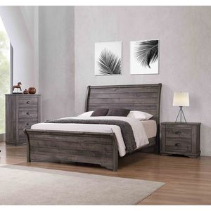 <b>Rustic</b> Gray Contemporary Wooden Four-Drawer Bed Side <b>Cabinet</b> 1pc <b>Rustic</b> Gray Dresser Furniture - Product Image 3