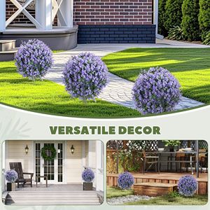 2 Pack 1.3ft UV Resistant Artificial Ball Eucalyptus Topiary Faux Greenery <b>for</b> Indoor & Outdoor Use with <b>Ground</b> <b>Stake</b> - Product Image 6