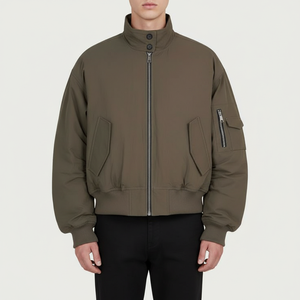 Chaqueta Bomber de Alta Calidad para Hombre con Cierre de Cremallera, Diseño Personalizado, Cuello Alto y Tela de Lona para Invierno, Venta al Por Mayor - Product Image 4