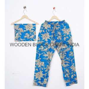 Hermosos y elegantes conjuntos de pijamas de algodón puro con estampado de jungla para mujer, conjuntos de pijamas estampados para dormir. - Product Image 3