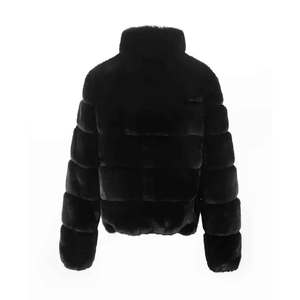 Puffer <b>Jacket</b> Unisex Winter Short Stand Collar <b>Zipper</b> Closure Thick Casual Black Coat - Product Image 5