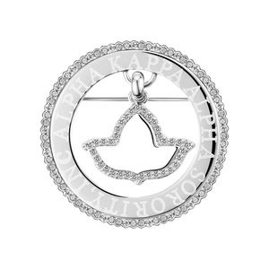 Broche en cristal de platine gravée en forme de cœur, design vintage tendance, accessoire de bijouterie décoratif scintillant de haute qualité pour - Product Image 1