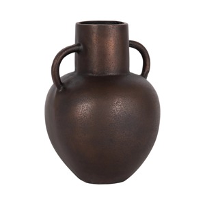 Vase de sol en céramique mate rustique avec patine de cuivre vieilli et motif en relief en spirale - Product Image 4