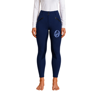 Pantalon d'équitation bleu marine pour femme, taille haute, extensible, leggings d'équitation professionnels, culotte d'entraînement avec poche - Product Image 1
