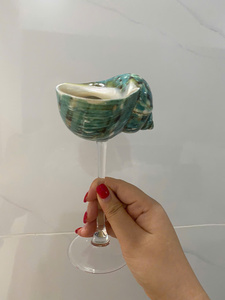 factory Conch Shells Glass Cup Wine Glasses Fruit Juice Cups Coffee <b>Mugs</b> Breakfast Milk <b>Mugs</b> Glass Shell Base <b>Mugs</b> Natural craft - Product Image 3