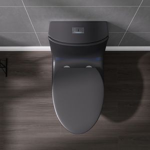 WC monoblocco 1.1/1.60 GPF con doppio scarico, tappo serbatoio con pulsante, scarico a pavimento (S-Trap), a risparmio idrico, allungato, altezza comfort, chiusura ammortizzata C - Product Image 4