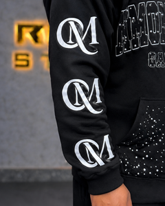 Sweat à capuche zippé surdimensionné pour homme, style vintage, délavé à l'acide, avec strass, impression sérigraphique et patch brodé, US Free Tex Custom Distress Heavyweight - Product Image 4