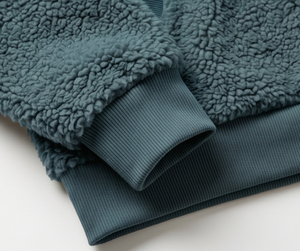 Sweat-shirt en molleton vert foncé pour homme, style pull, coupe classique, doublure Sherpa, couleur unie, tricoté, pour l'hiver - Product Image 3