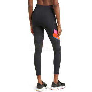 High Waist Women's Premium Customizable <b>Leggings</b> Full Length Color Blocked Geometric <b>Pattern</b> Sporty Stretch Breathable 180g - Product Image 4