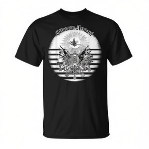 T-shirt con bandiera dell'Ottomania, nera, da uomo, girocollo, a maniche corte, promozionale - Product Image 2