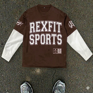 T-shirt à col rond surdimensionné de haute qualité Rexfit Sports avec logo personnalisé, imprimé vintage délavé, tee-shirt tendance pour homme - Product Image 6