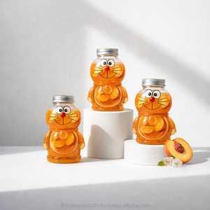 500ml <b>Bear</b>-Shaped PET Plastic <b>Bottle</b> for Soda 55mm Twist Cap with Straw Hole Transparent Design - Product Image 1