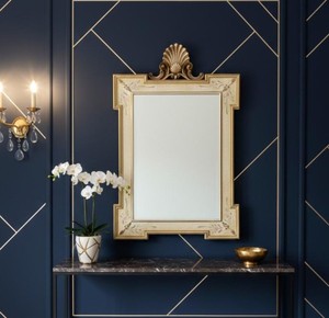 Elegante Espejo de Pared de Vidrio Biselado Estilo Veneciano, Espejo Decorativo Vintage con Diseño Floral Grabado para Decoración de Interiores - Product Image 1