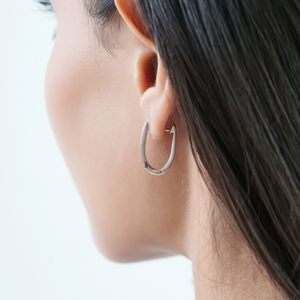 925 Sterling Silver <b>Garnet</b> Hoop <b>Earrings</b> Channel Setting Minimalist Design Everyday Wear Fine Jewelry - Product Image 4