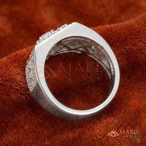 <b>Men</b>’s Silver Cluster Statement <b>Ring</b> – Luxury Hip Hop Bust Down Band Fully Iced Out Multi-Cut Lab Diamond Band - Product Image 3