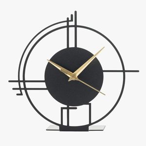 Horloge murale moderne en métal décorative noire et or, anniversaire, contemporaine, minimaliste, sonnerie horaire - Product Image 5