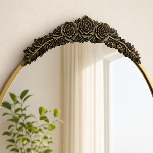 <b>Gold</b> Round Wall <b>Mirror</b> Floral Crest Metal Frame Decorative Luxury <b>Mirror</b> for Living Room Bedroom Entryway Home Wall Decor Use - Product Image 3