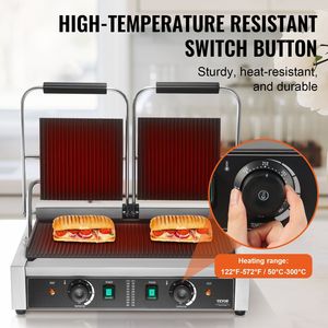 Piastra Elettrica Doppia per Sandwich 3600W, Griglia Panini in Acciaio Inox con Controllo della Temperatura, Attrezzatura da Cucina Commerciale - Product Image 5