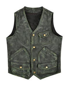 เสื้อกั๊กหนังของผู้ชายเสื้อกั๊กหนังระบายอากาศแขนกุดสีตามสั่ง - Product Image 1