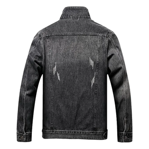 Blouson en jean pour homme, coupe droite, délavage clair, tendance, chaud, doublé polaire, épais, décontracté, pour le printemps - Product Image 3