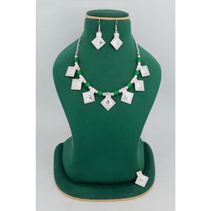 Conjunto nupcial de joyería de plata de 18 quilates para mujer, collar de estilo árabe, pendientes, anillos, collar de joyería de plata, joyería artificial de Dubái de 24K - Product Image 1