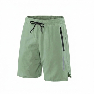 Shorts de sport légers pour hommes avec poche zippée, 100 % polyester, à carreaux, taille mi-haute, imperméables et à séchage rapide - Product Image 3
