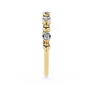 14k Solid Yellow <b>Gold</b> Bezel <b>Set</b> Round Brilliant Cut Diamond Stackable <b>Ring</b> Classic Engagement Band With Lab Grown Stone - Product Image 4