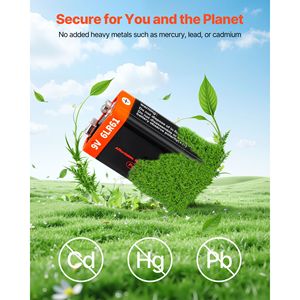 "<b>9V</b> <b>Alkaline</b> <b>Batteries</b> 12 Pack Long Lasting 10 Year Shelf Life All Purpose Square for Smoke Detectors" - Product Image 6
