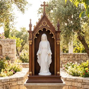 Statua della Vergine Maria Artigianale da 29,5 Pollici, Scultura Religiosa da Giardino per Esterni, Patio e Prato, Prodotto in Pietra di Qualità - Product Image 2