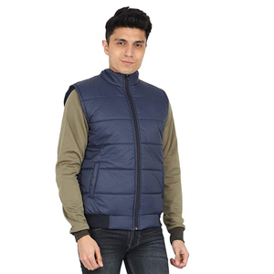 <b>Men's</b> Navy Blue Stand Customized puffy Cut Fit Down <b>Vest</b>, Plus Size Casual Loose Sleeveless Zipper Puffer Jacket, <b>Men's</b> <b>Vest</b> - Product Image 5