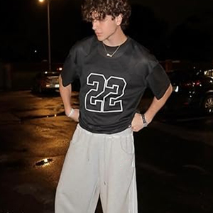 Maillot de football court unisexe en polyester et maille, style rétro, coupe oversize et carrée, streetwear, haut de sport décontracté d'été - Product Image 3