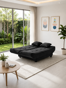Sofá Cama Moderno Velva Negro, Sofá Cama Convertible para Sala de Estar, Apartamento, Hotel, Villa, Hospital, Fabricante de Telas Personalizadas - Product Image 2