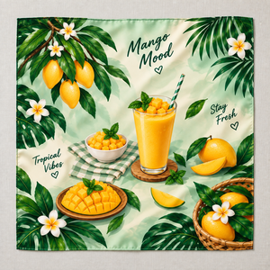 Foulard de cuisine imprimé fruits et légumes, carré, doux, léger, foulard numérique, fabricant OEM ODM - Product Image 4