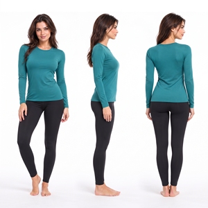 Ladies <b>Yoga</b> <b>T</b>-<b>Shirt</b> Crew Neck Long Sleeve Breathable Quick Dry Sportswear Polyester Dry Fit Tee with Custom Logo - Product Image 5