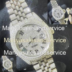 Reloj de Moissanita VVS para Hombre, 38 mm, Redondo, Automático, con Piedras de Moissanita, Brazalete de Acero Inoxidable, Resistente al Agua 10 Bar - Product Image 1