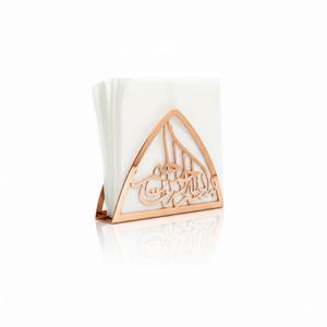 Porte-serviettes élégant en métal doré avec calligraphie arabe, décoration de table islamique, décoration de maison pour Ramadan et l'Aïd, cadeau, support à serviettes pour table. - Product Image 3