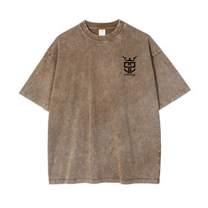 Camiseta de moda de color sólido, holgada, estampada, con lavado ácido para hombre, para verano, 100% algodón, lavado ácido, hecha en Pakistán. - Product Image 1