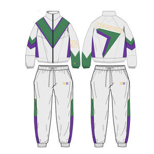 ชุดวอร์มฮิปฮอปสไตล์วินเทจยุค 90 แบบมีฮู้ดสำหรับผู้ชาย ชุดลำลองกันลม สีสันตัดกัน สองชิ้น เสื้อและกางเกงจ็อกเกอร์ - Product Image 4