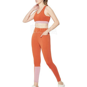 Polyester Made Women Yoga Set Solid Front Customizable Eco-Friendly Breathable High Waist 2-Piece Wholesale New Design - Product Image 6
