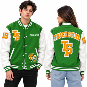 <b>Track</b> Stuff Custom <b>Mens</b> Varsity Letterman <b>Jacket</b> Wool Cotton Stand Collar Custom Embroidered Logo Front Streetwear Winter - Product Image 6