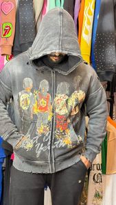 Sudadera con Capucha para Hombre, Estilo Urbano, Impresión DTG, Algodón Grueso, Lavado Desgastado y Vintage, Venta al Por Mayor - Product Image 3