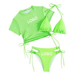 Maillot de bain dos nageur sans coutures léger avec logo personnalisé, ensemble 3 pièces pour femme, soutien moyen, idéal yoga et plage - Product Image 4