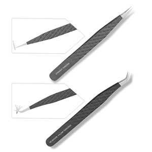 Pinzas de extensión de pestañas doradas con agarre de diamante Fácil de usar con puntas afiladas y sujeción fuerte Material de metal de embalaje personalizado - Product Image 2