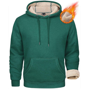 New Winter Season 2026 <b>Men's</b> Solid Hooded Pullover Sweatshirt <b>Sherpa</b> Fleece Lined Winter Casual <b>Hoodie</b> - Product Image 5