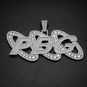 Custom S925 Two-Tone Initial Letter <b>Name</b> Charm Pendant Hiphop Style D Moissanite Necklace <b>Chain</b> for Men and Women - Product Image 2